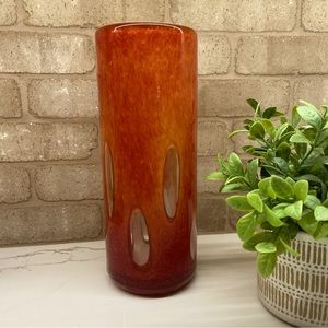 Heavy Thick Glass Tall Candleholder or Vase